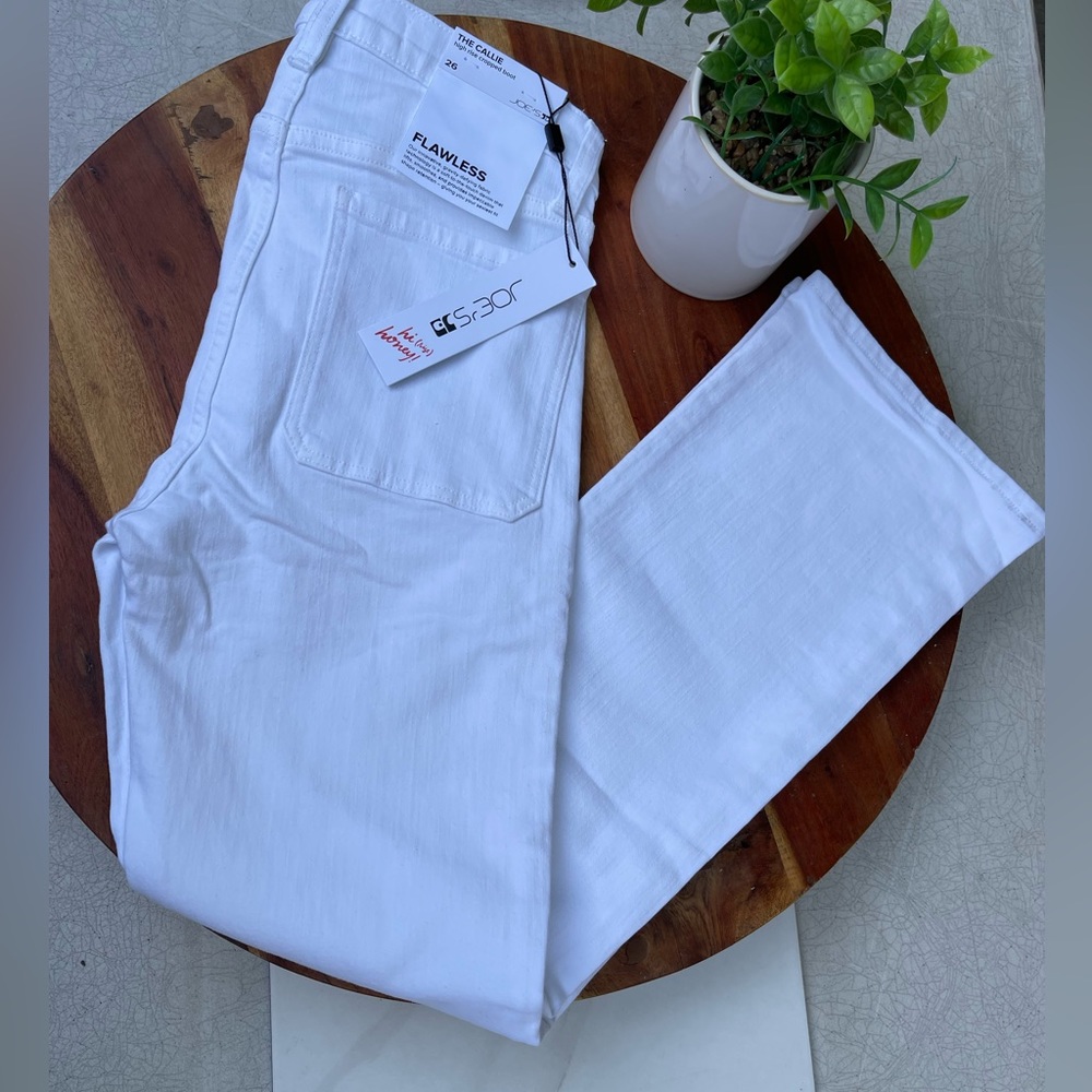 Joie Crisp Cropped White Boot Cut Jeans - Picture 4 of 10
